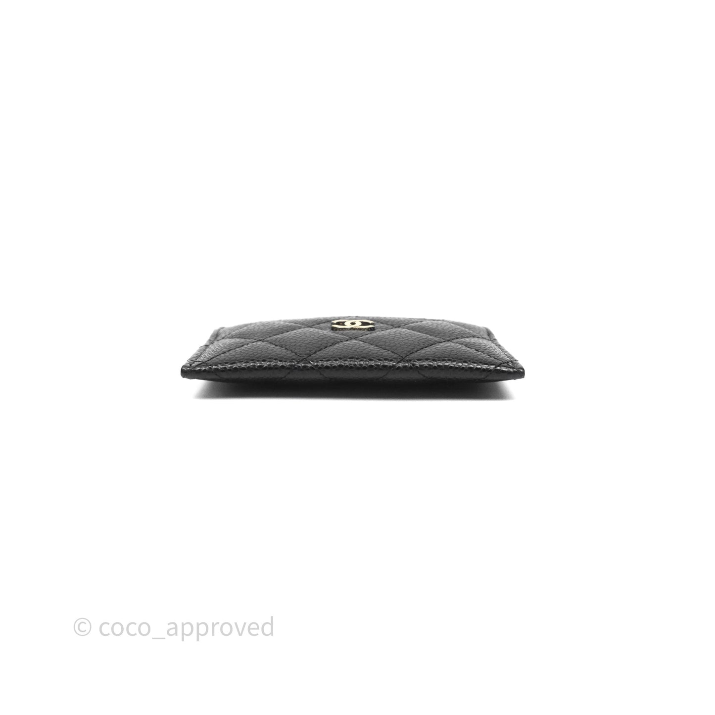 Chanel Classic Flat Card Holder Black Caviar Gold Hardware