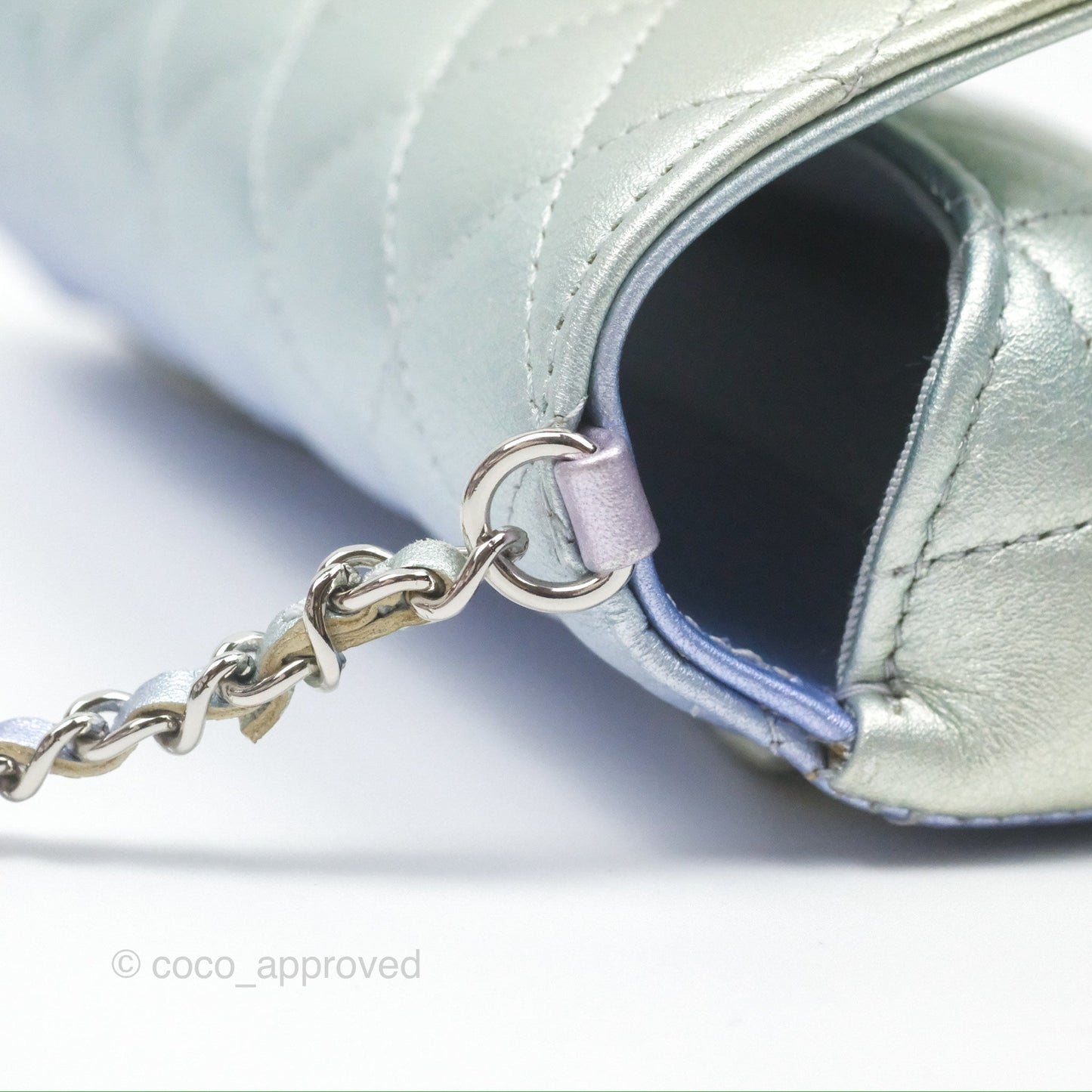 Chanel Quilted Case on Chain Iridescent Rainbow Calfskin