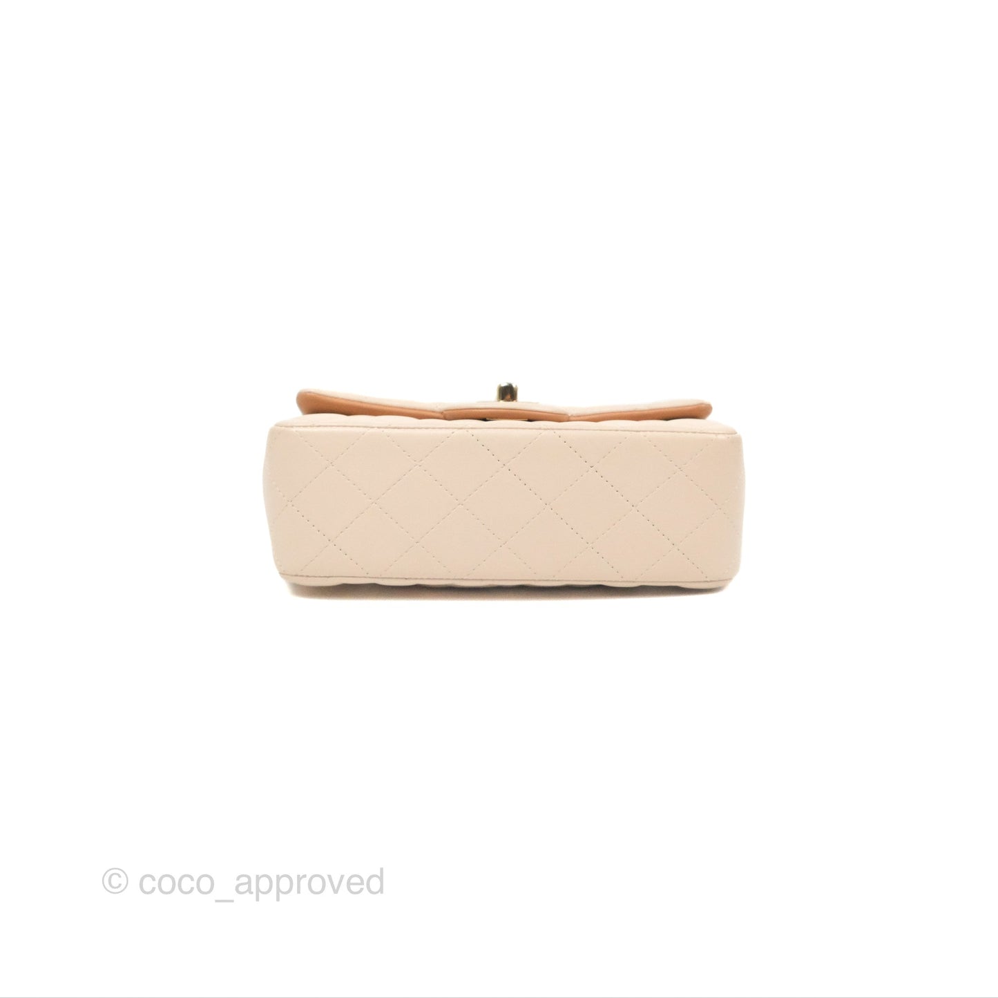 Chanel Top Handle Mini Rectangular Flap Bag Ecru/Beige Lambskin Gold Hardware 23P