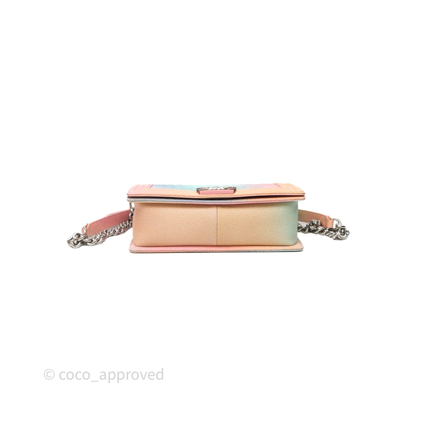 Chanel Medium Boy Quilted Rainbow Caviar Silver Hardware