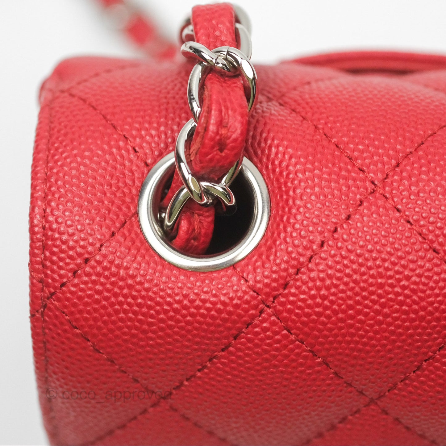 Chanel Quilted Mini Rectangular Red Caviar Silver Hardware