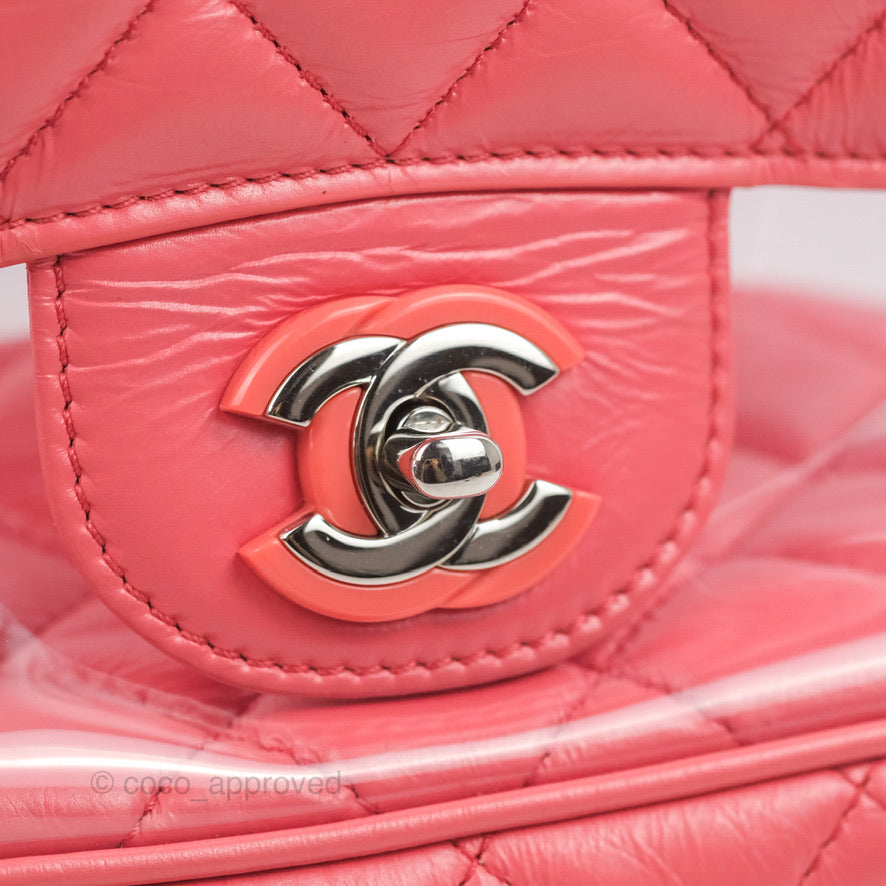 Chanel Aquarium PVC Coral Pink Crumpled Calfskin Silver Hardware