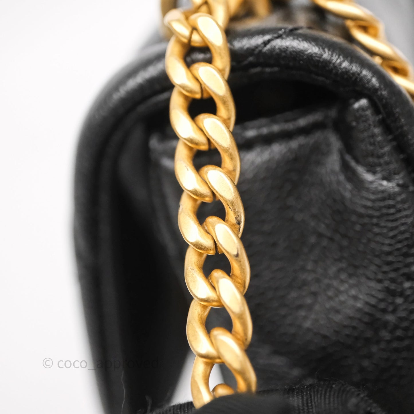 Chanel Mini Flap Bag Heart Adjustable Chain Black Caviar Aged Gold Hardware