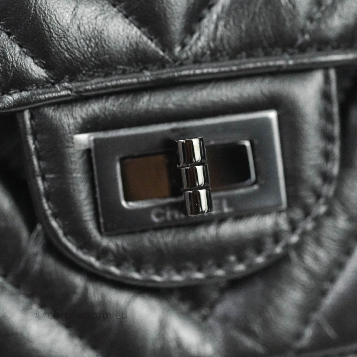 Chanel Mini Reissue 224 So Black Chevron Calfskin Black Hardware