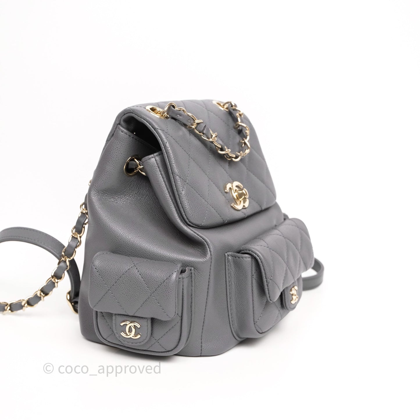 Chanel Small Duma Backpack Dark Grey Caviar Gold Hardware 23K