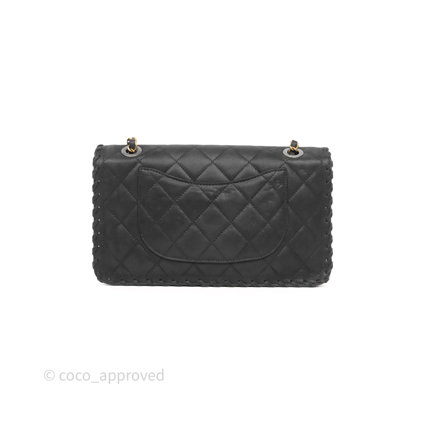 Chanel Braided Flap Bag Black Nubuck Aged Gold Hardware