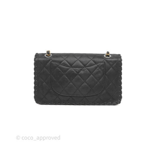 Chanel Braided Flap Bag Black Nubuck Aged Gold Hardware