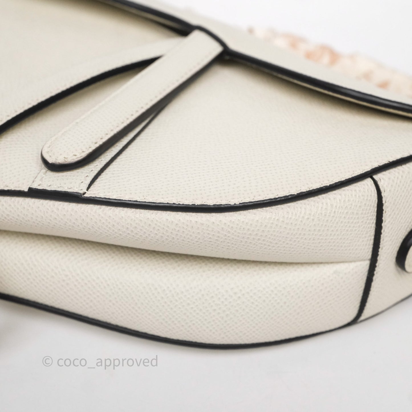 Christian Dior Saddle Bag White Grained Calfskin Gold Hardware