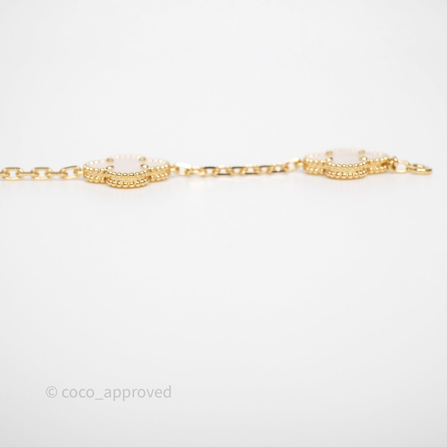 Van Cleef & Arpels Vintage Alhambra 5 Motifs White Yellow Gold Bracelet