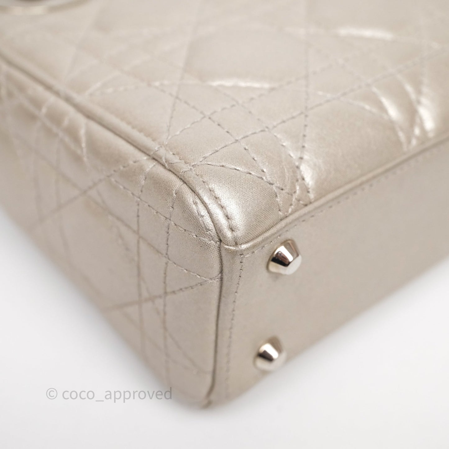 Christian Dior Mini Lady Dior Metallic Silver Nubuck Silver Hardware