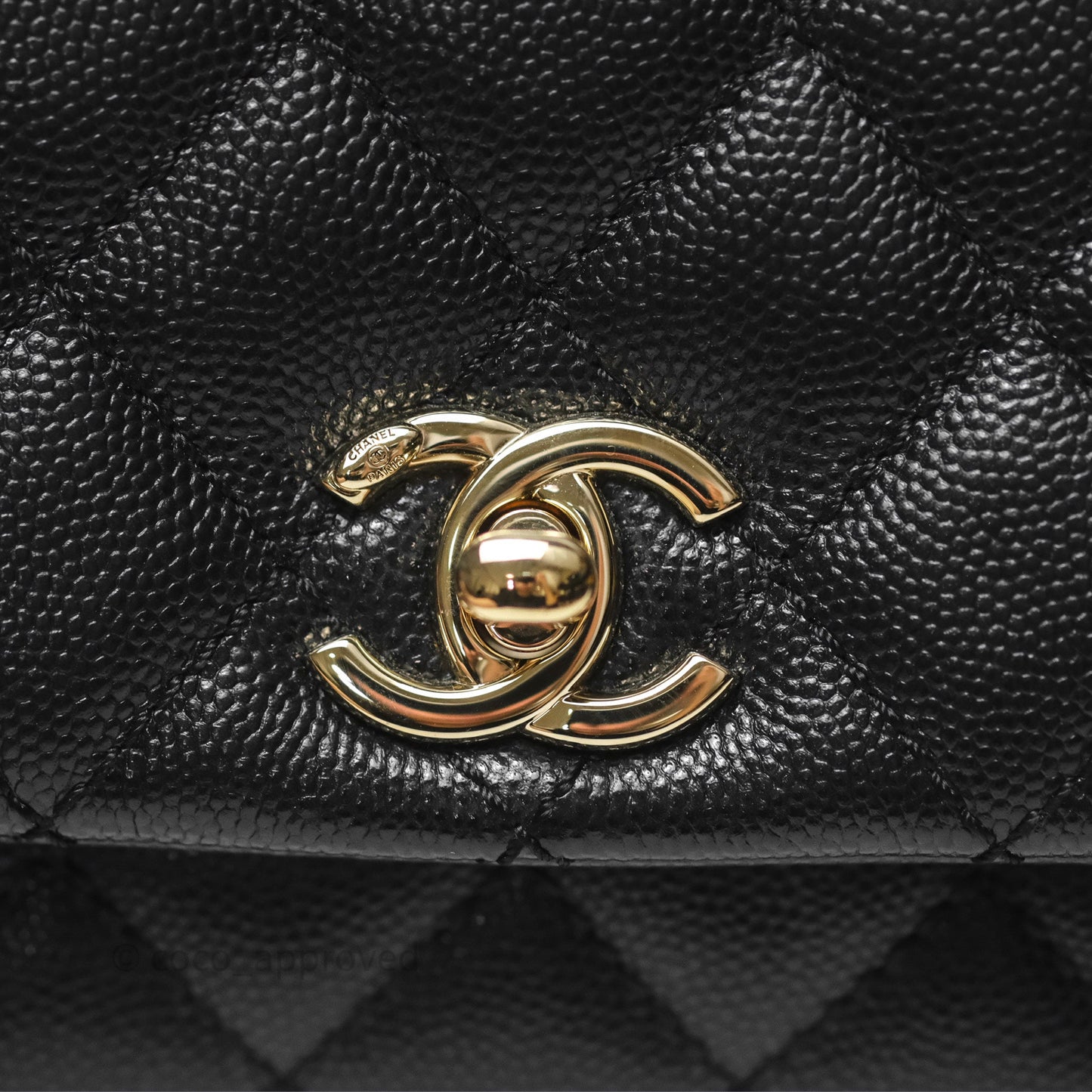 Chanel Mini Coco Handle Quilted Black Caviar Gold Hardware