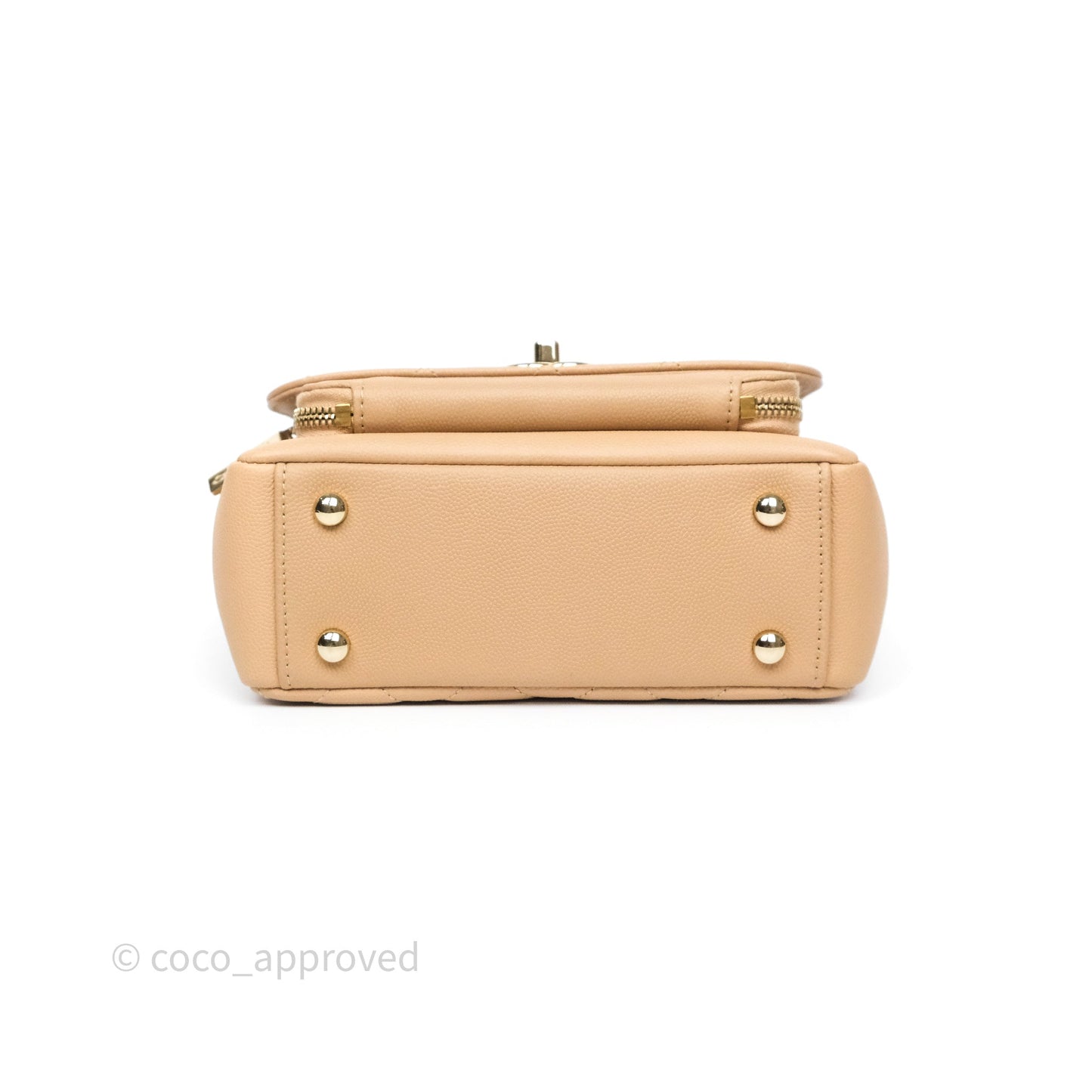 Chanel Small Business Affinity Flap Quilted Beige Caviar Gold Hardware