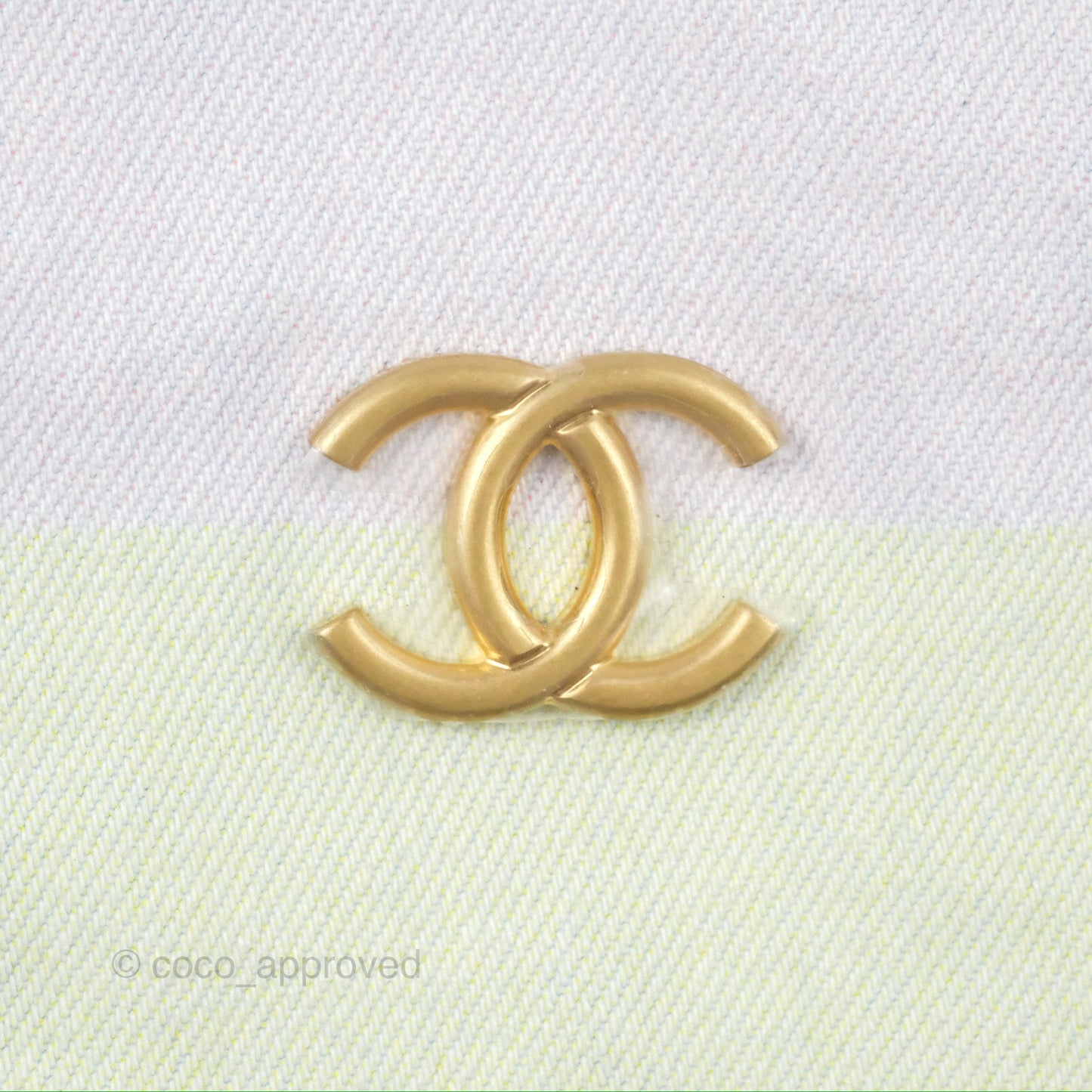 Chanel Printed Denim Large Shopping Bag Aged Gold Hardware