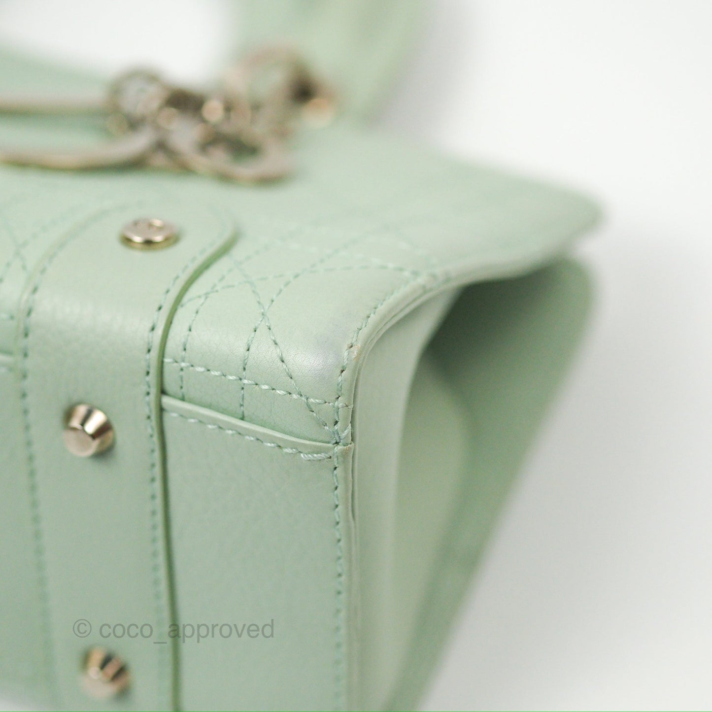 Dior East West Lady Dior Mint Green Calfskin Silver Hardware