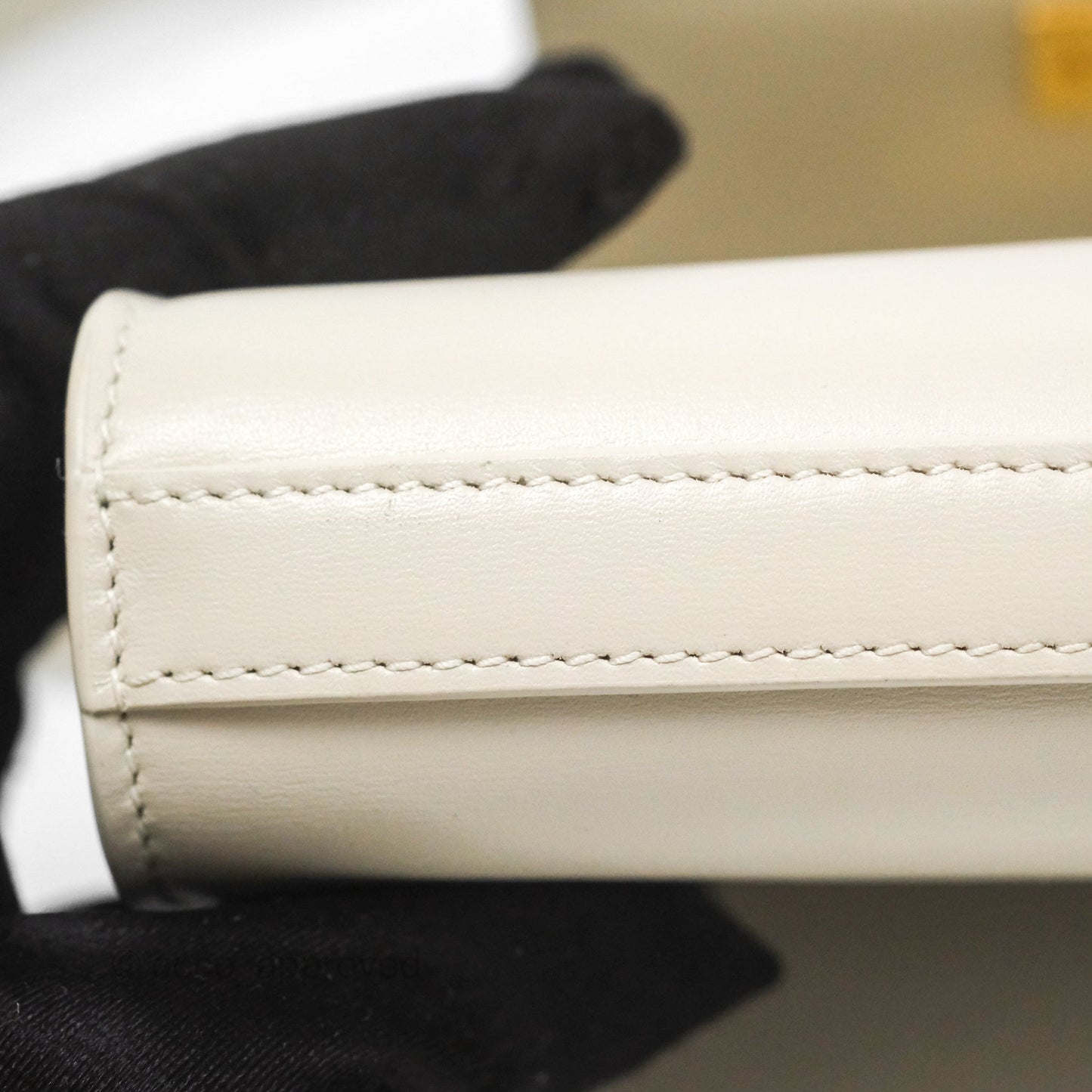 Saint Laurent Mini Manhattan Box Calfskin Blanc Vintage Gold Hardware