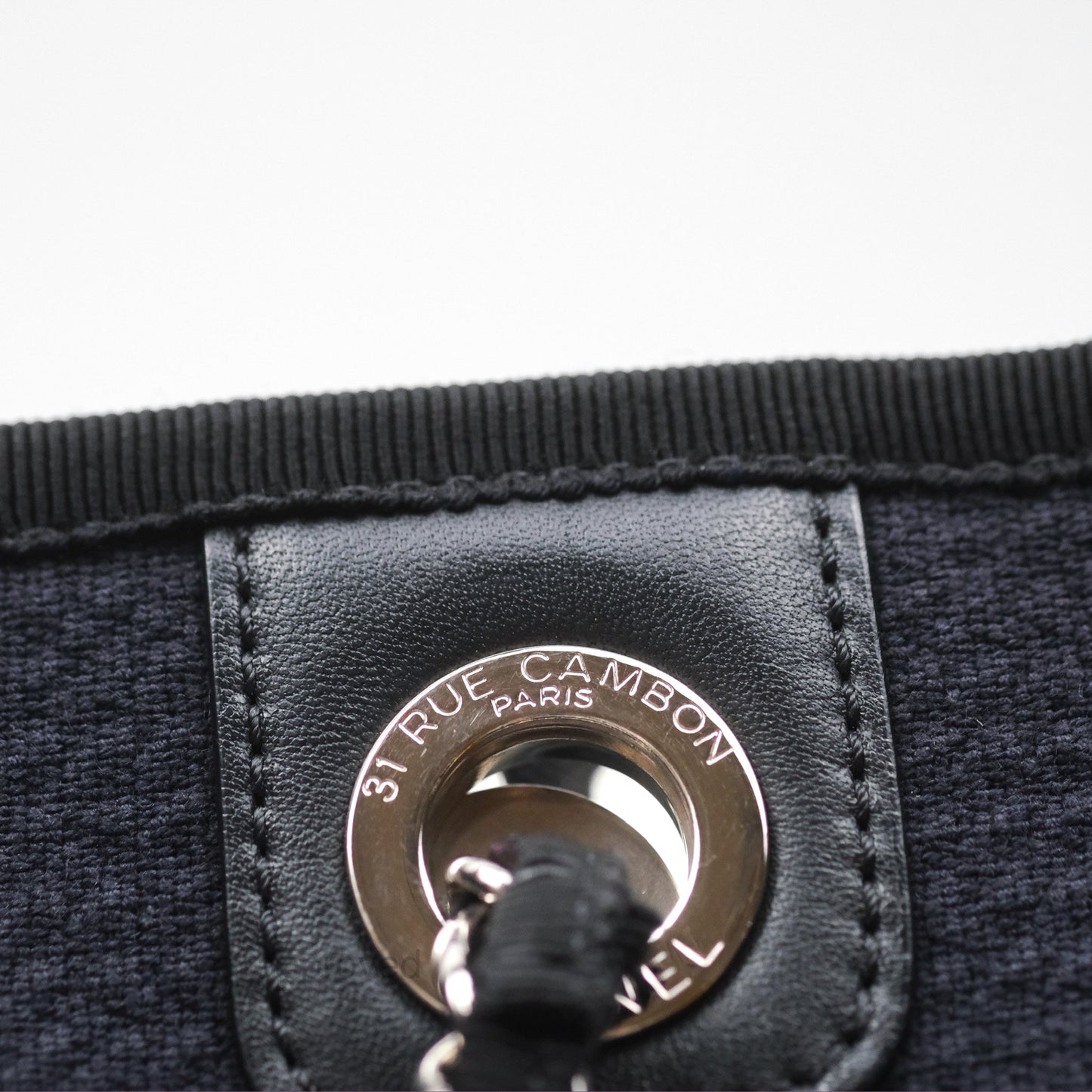 Chanel Medium Deauville Navy Canvas Silver Hardware