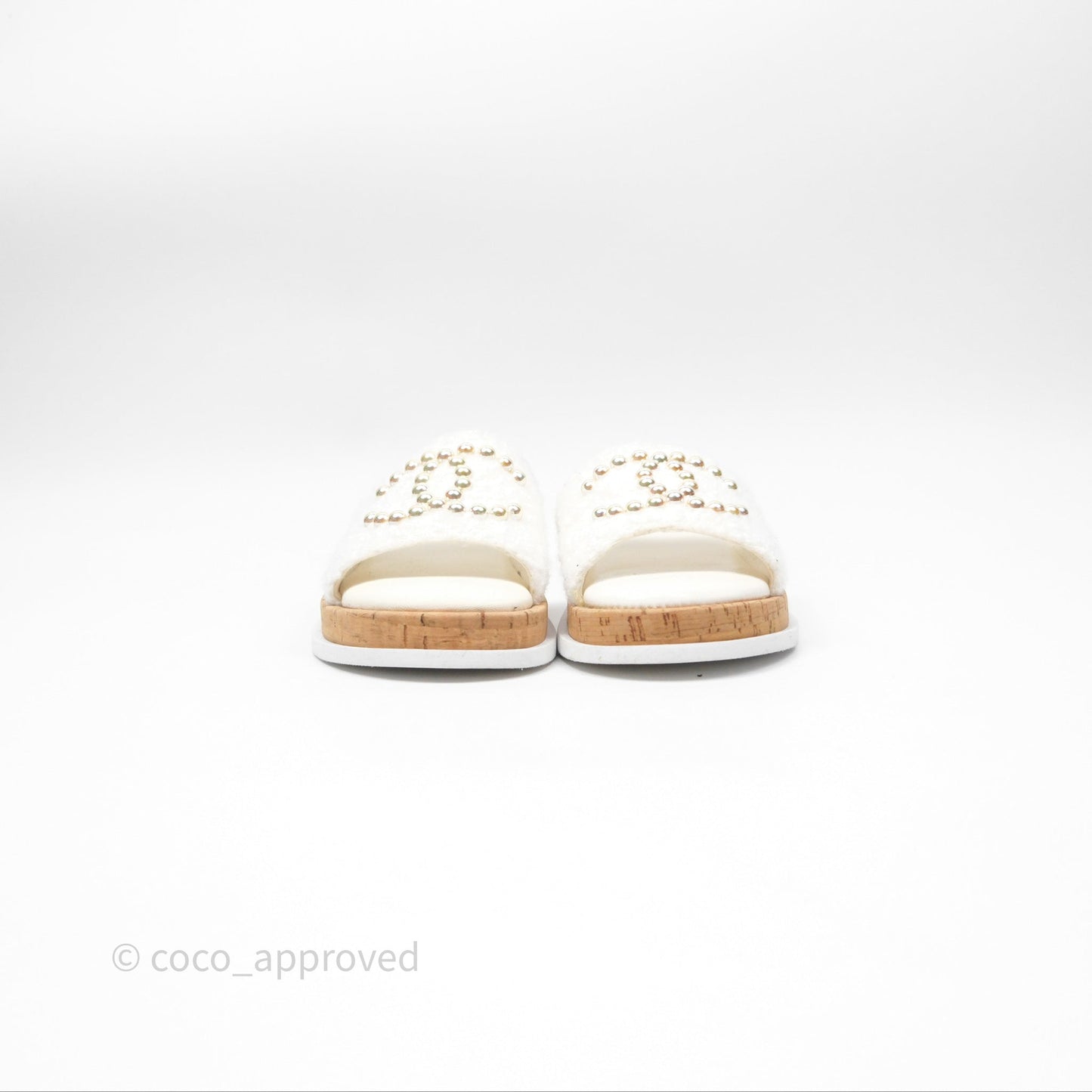 Chanel Pearl Cork CC Slip On Sandals 24A Size 35