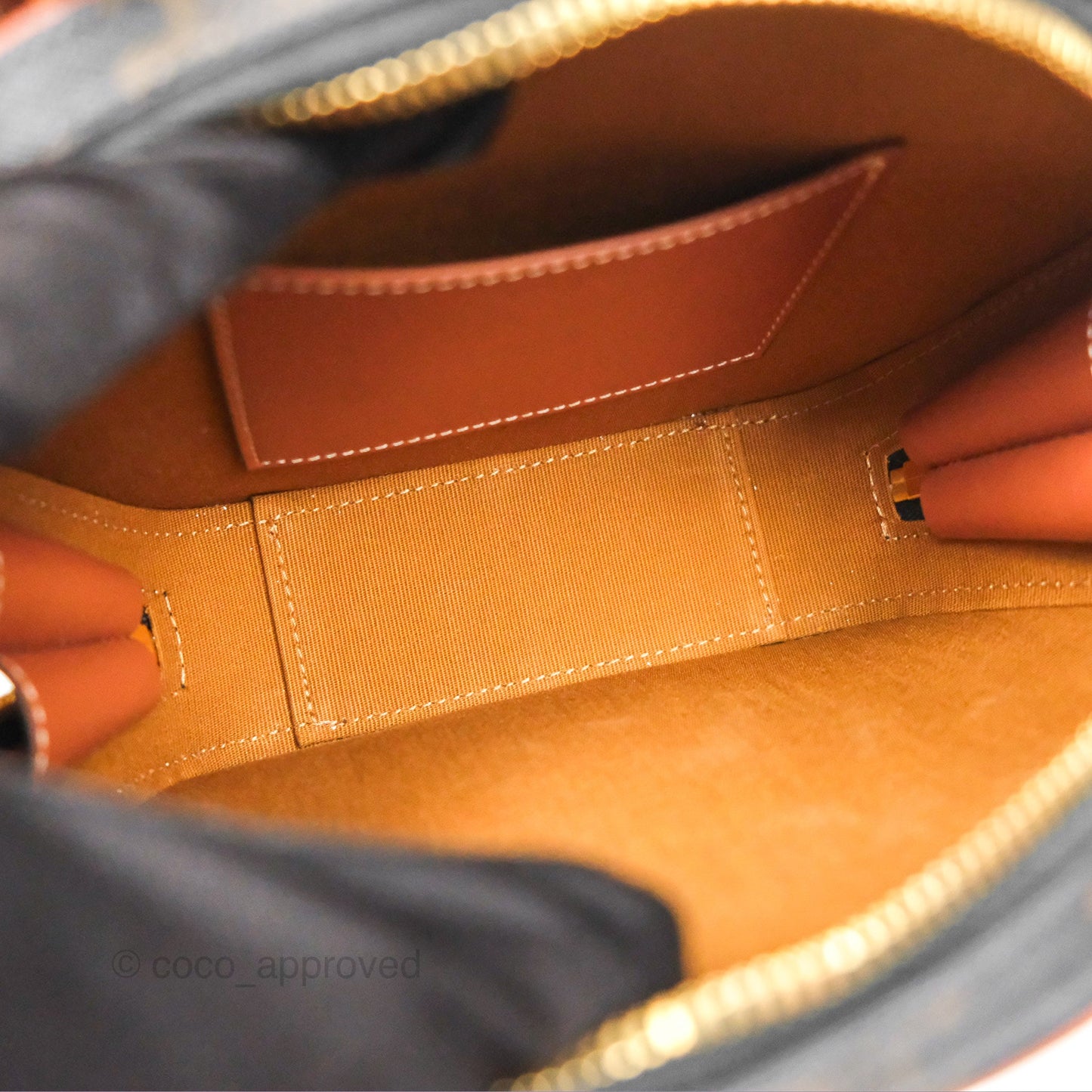 Celine Mini Bowling Bag Triomphe Canvas Tan Calfskin