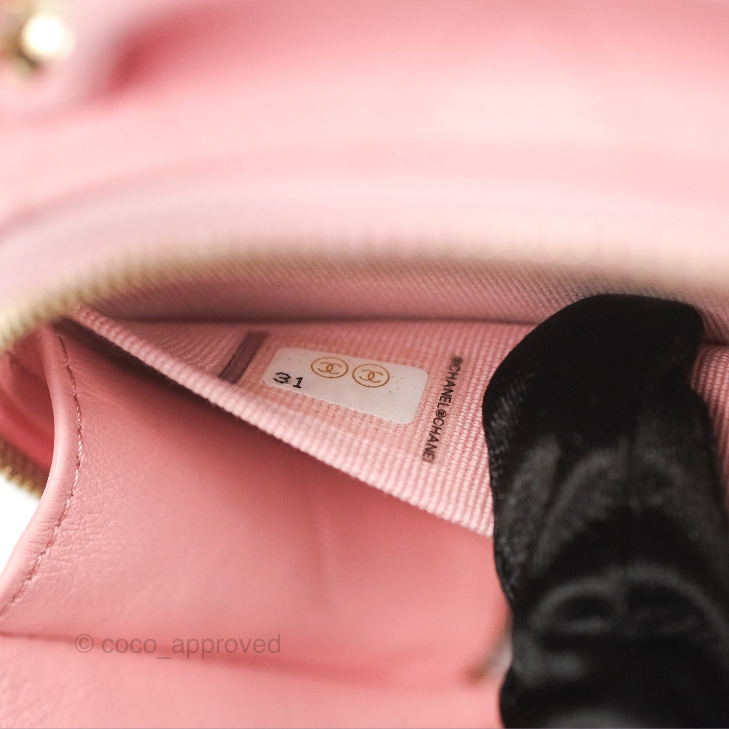Chanel Mini Round Vanity Bag Handle With Care Pink Caviar 22C
