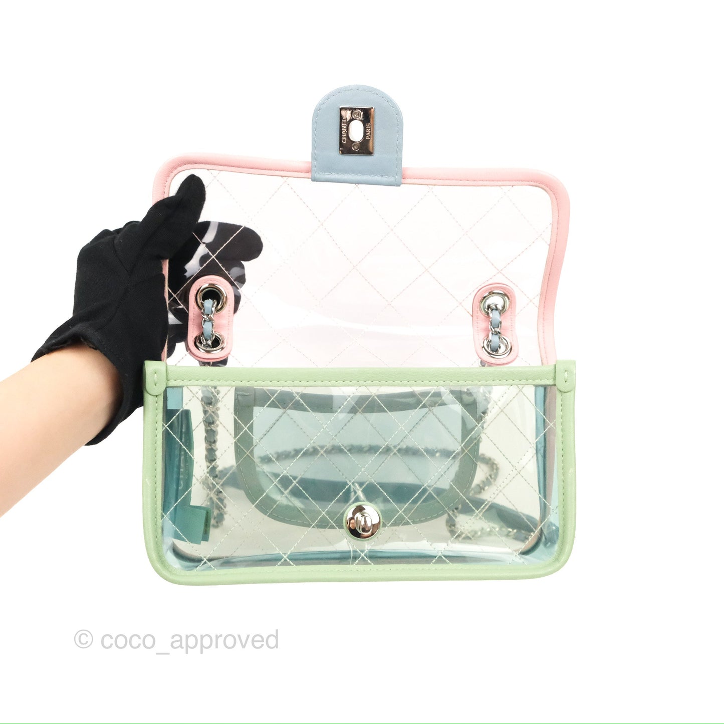 Chanel Mini Coco Splash Flap Bag PVC Lambskin Pink/Blue/Green Silver Hardware