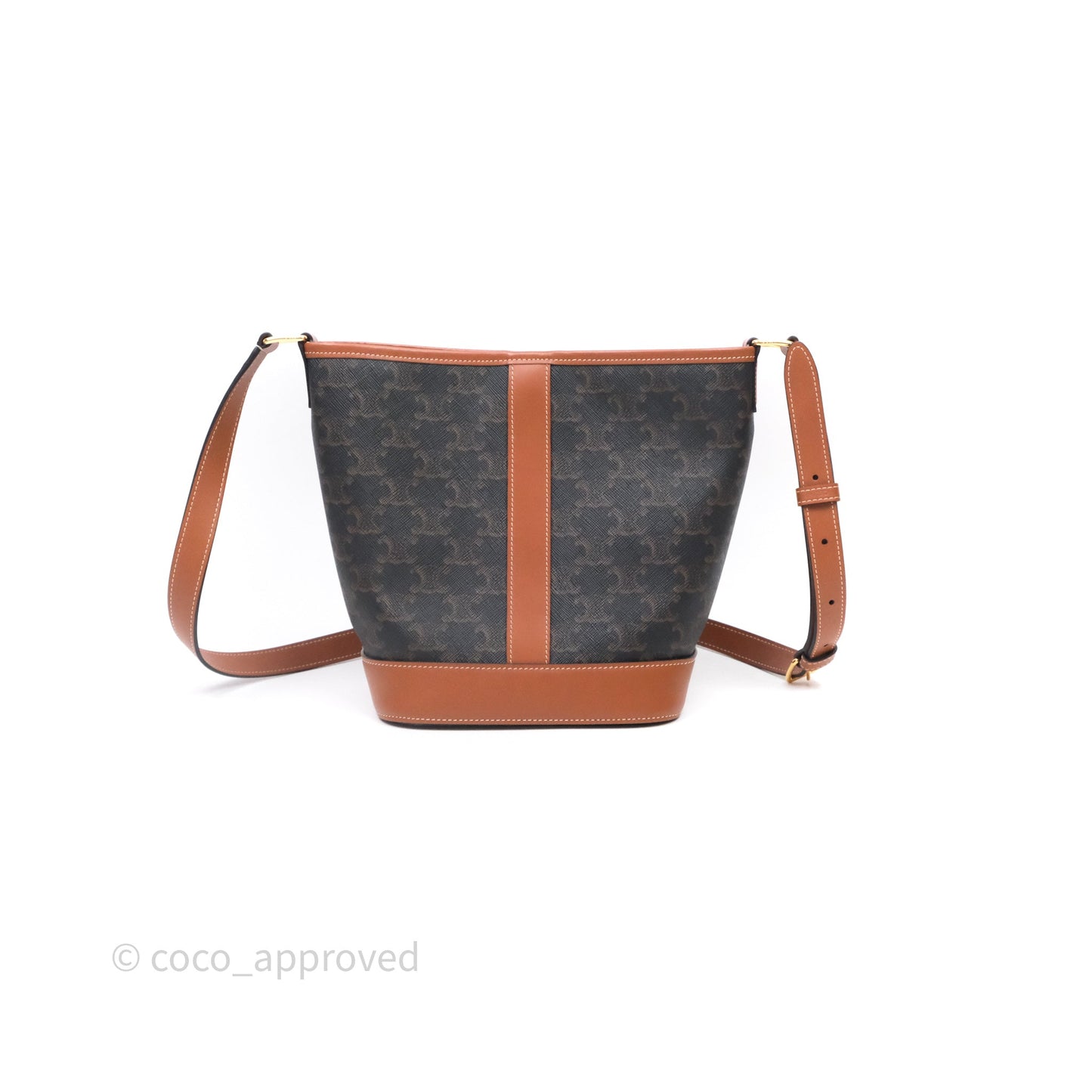 Celine Small Bucket Triomphe Canvas Tan Calfskin