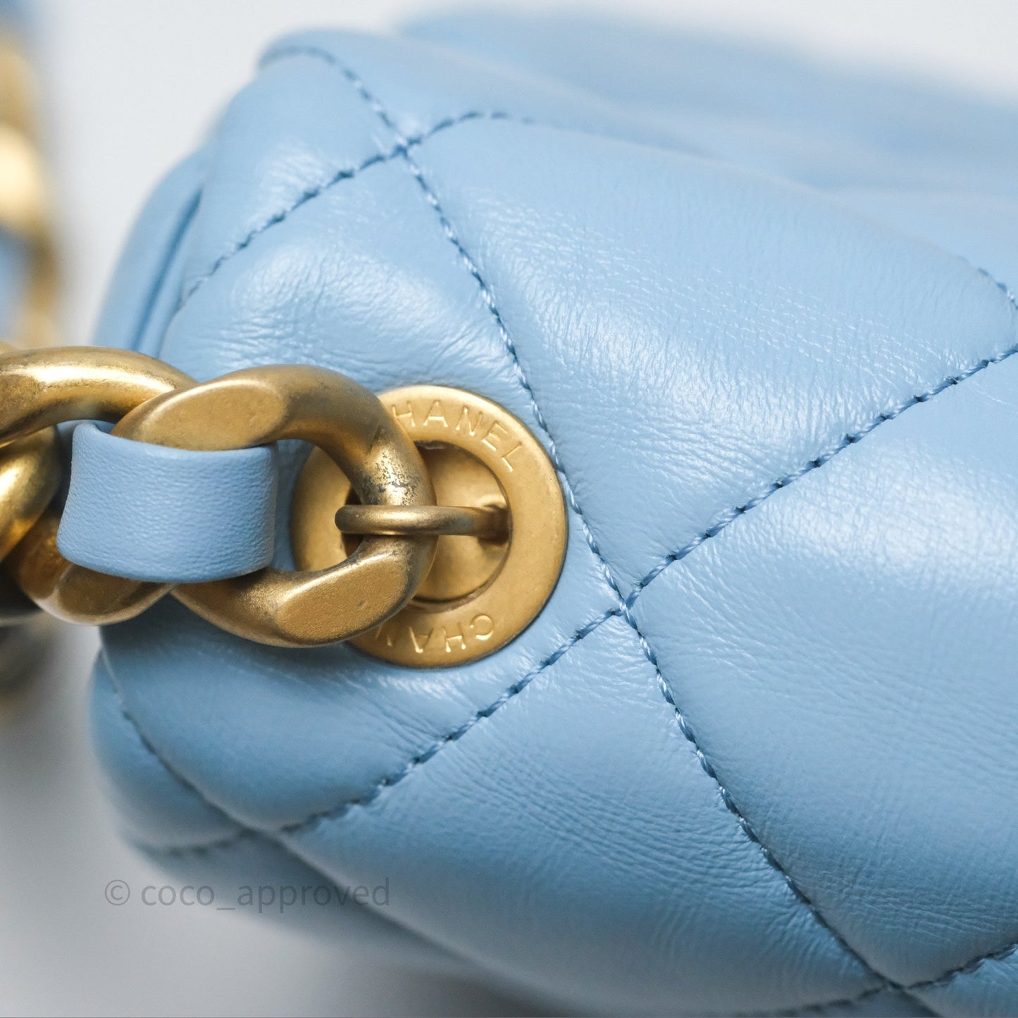 Chanel Small Flap Bag Blue Lambskin Gold and Lacquered Metal 22S
