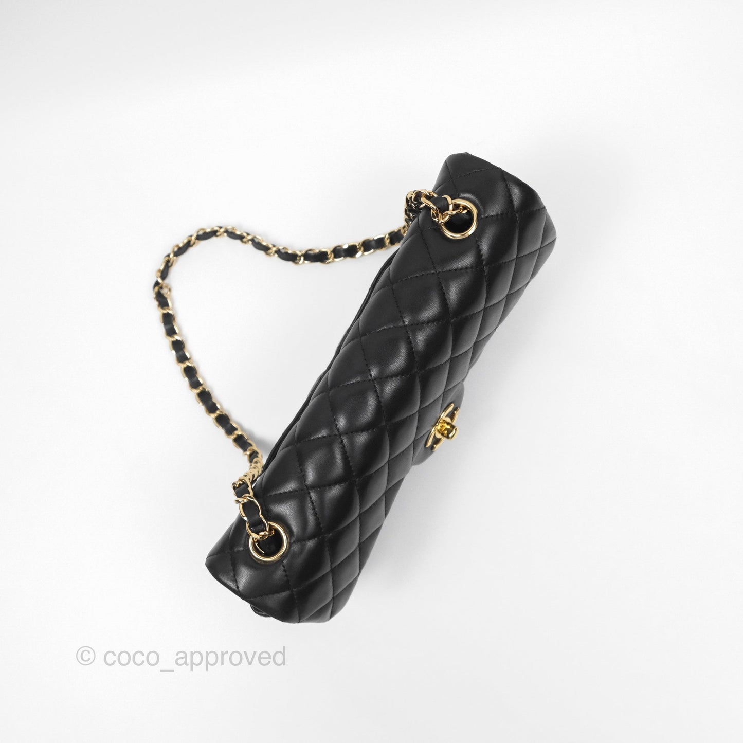 Chanel Quilted East West Flap Bag Black Lambskin Gold Hardware