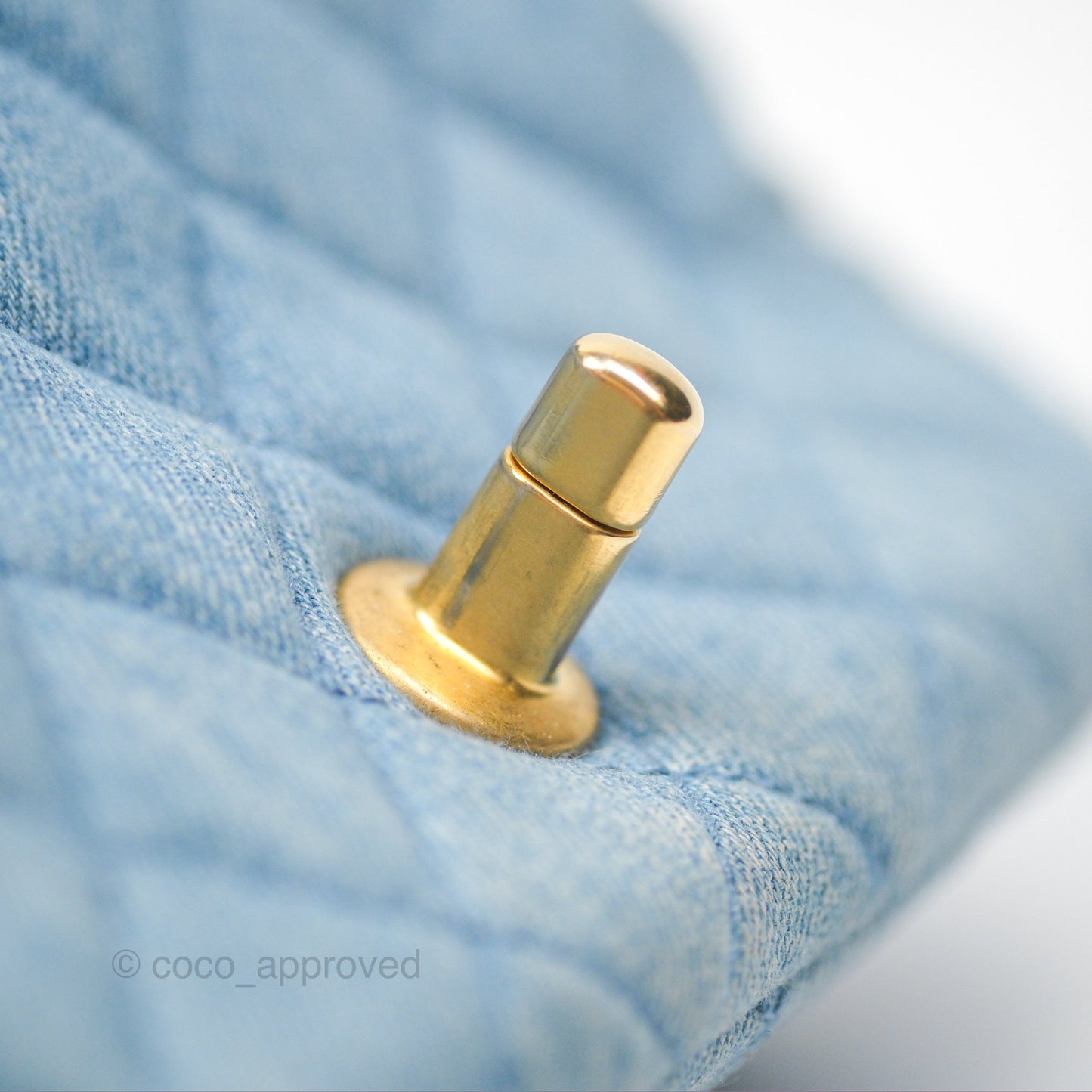 Chanel Mini Square Pearl Crush Quilted Denim Aged Gold Hardware