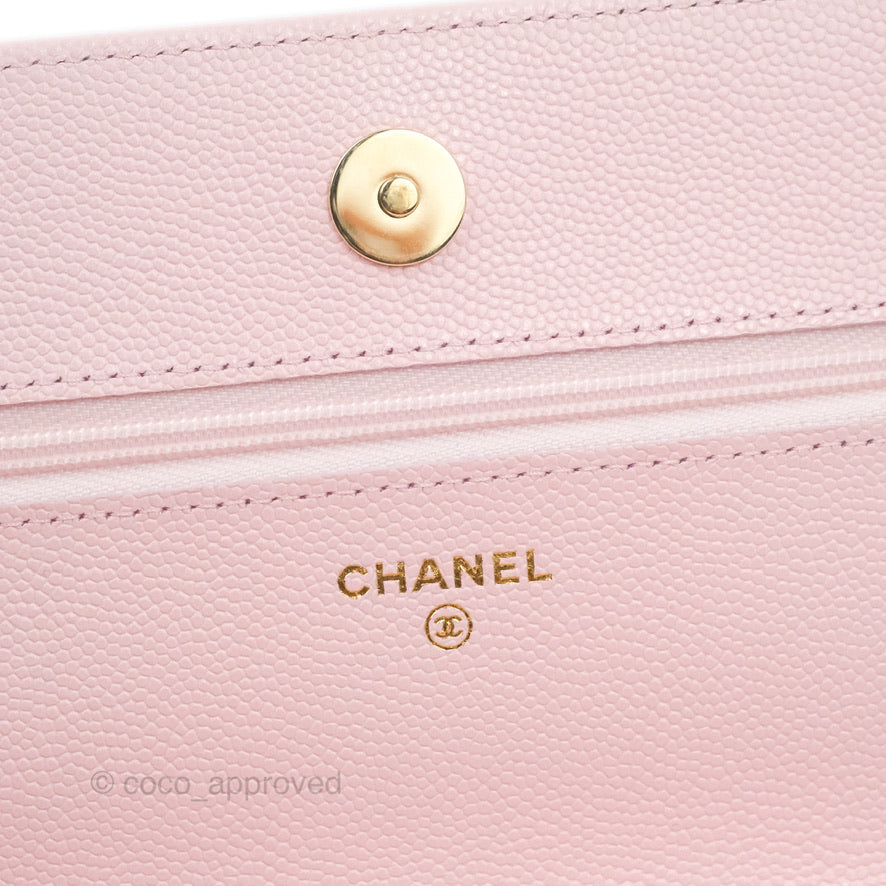 Chanel Quilted Classic Wallet on Chain WOC Pink Caviar Gold Hardware