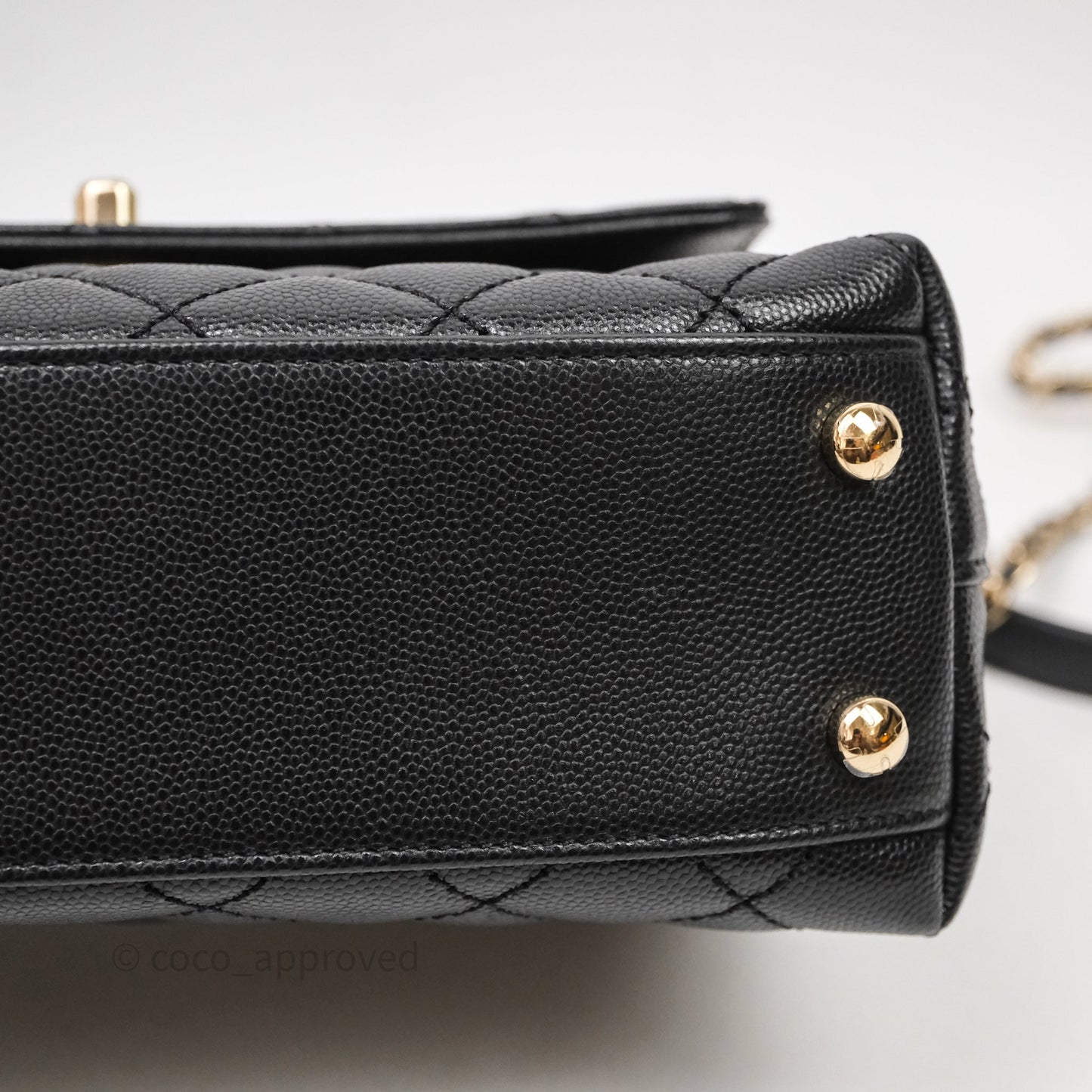 Chanel Small Quilted Coco Handle Black Caviar Gold Hardware