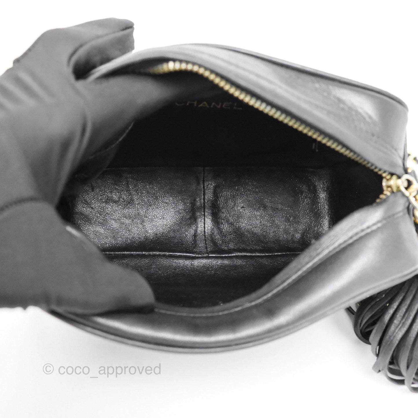 Chanel Vintage Small Camera Bag Black Lambskin Gold Hardware
