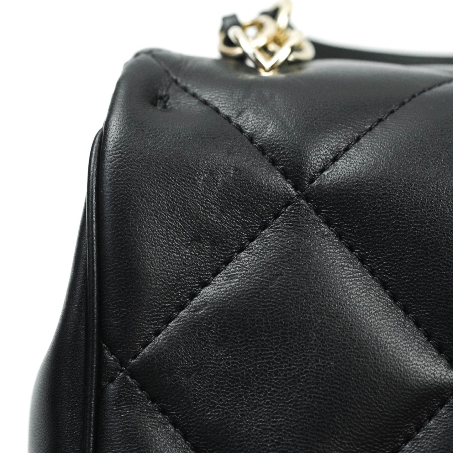 Chanel Easy Cherry Flap Bag With Handle Black Lambskin Gold Hardware 19K