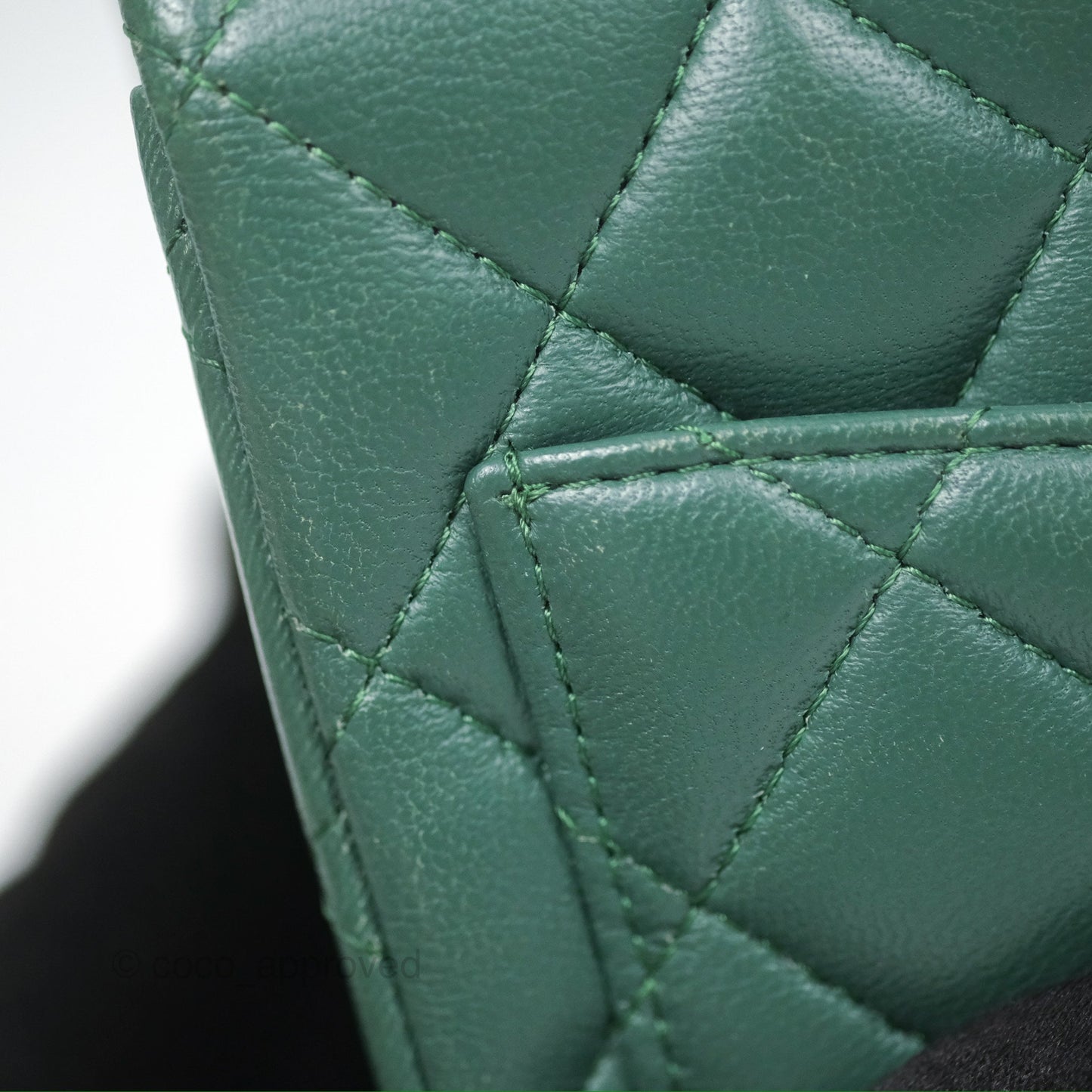 Chanel Mini Square Quilted Green Lambskin Silver Hardware