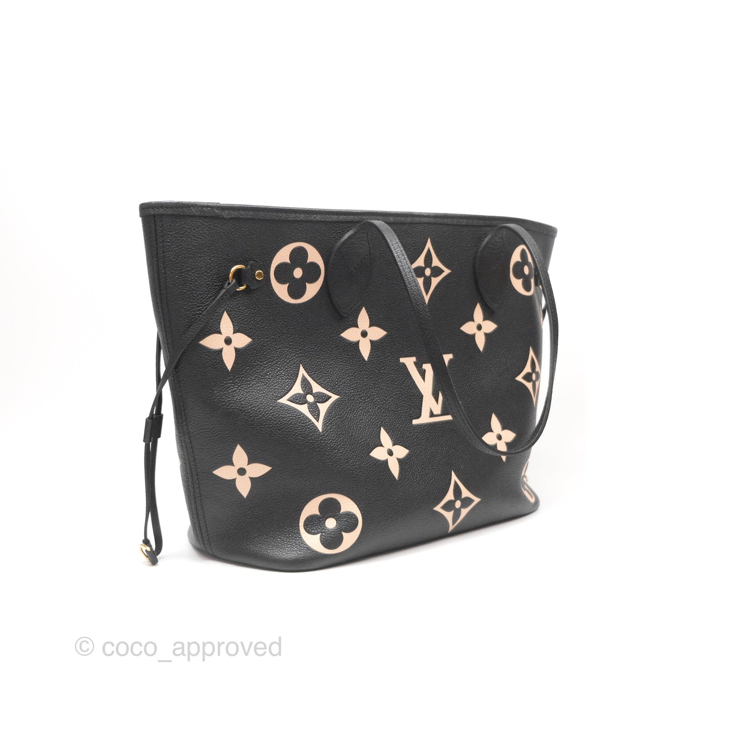 Louis Vuitton Neverfull MM Monogram Black Beige