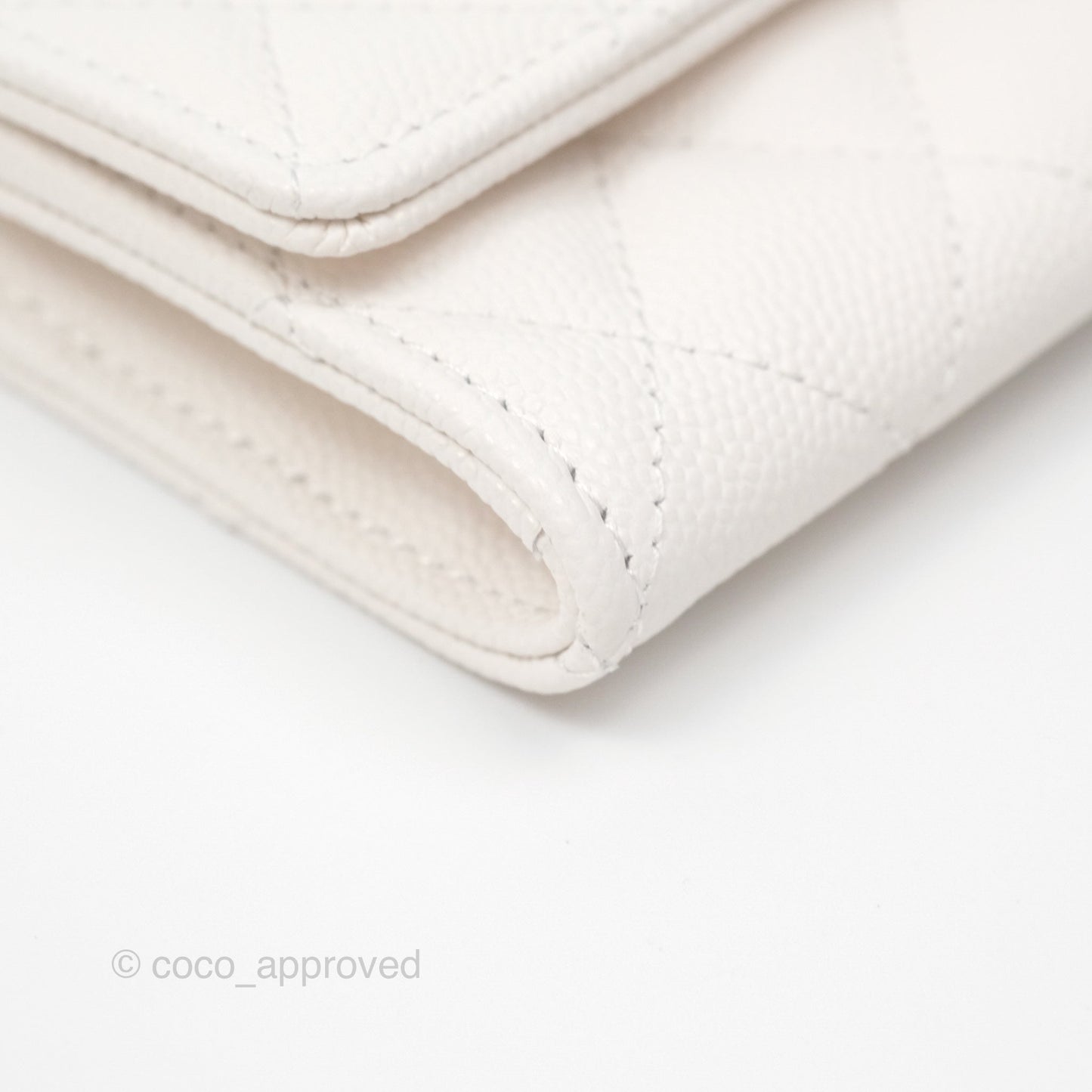 Chanel CC Resin Stone Flap Card Holder White Caviar