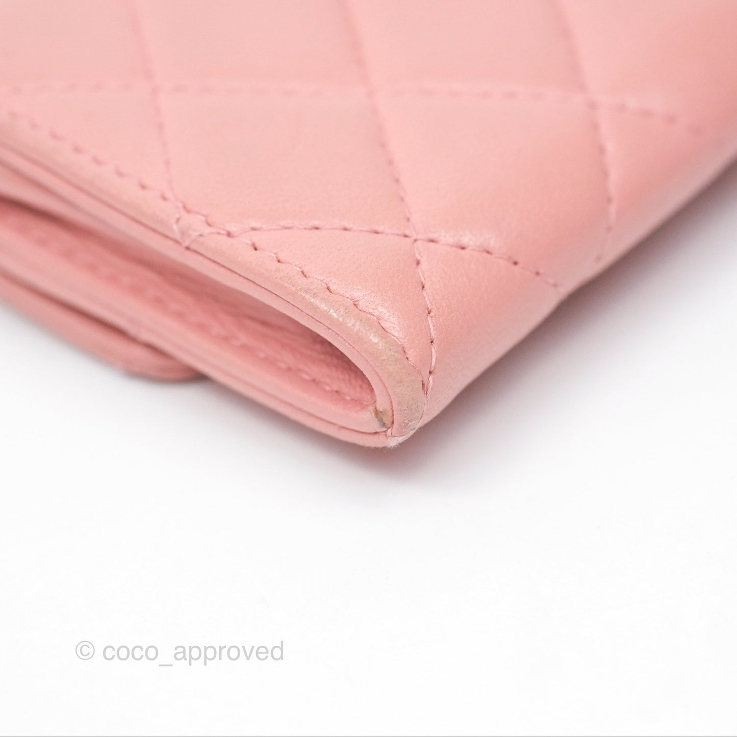 Chanel Classic Flap Card Holder Quilted Pink Lambskin Gold Hardware