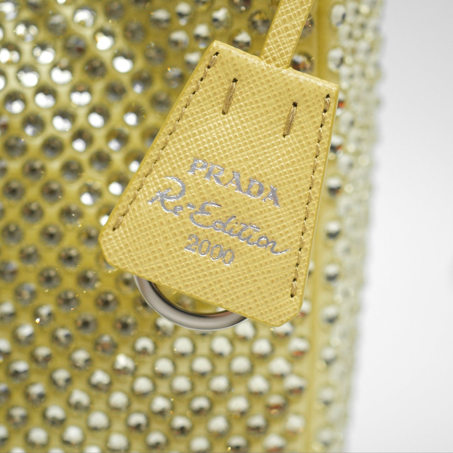 Prada Re-Edition 2000 Nylon Mini Bag Yellow Crystal Embellished