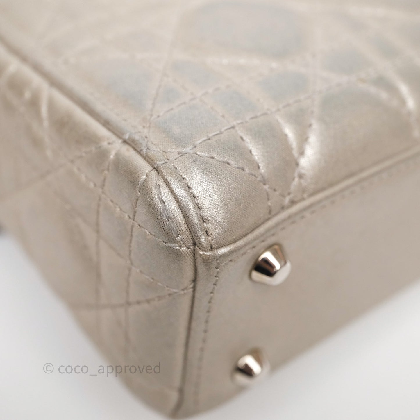 Christian Dior Mini Lady Dior Metallic Silver Nubuck Silver Hardware