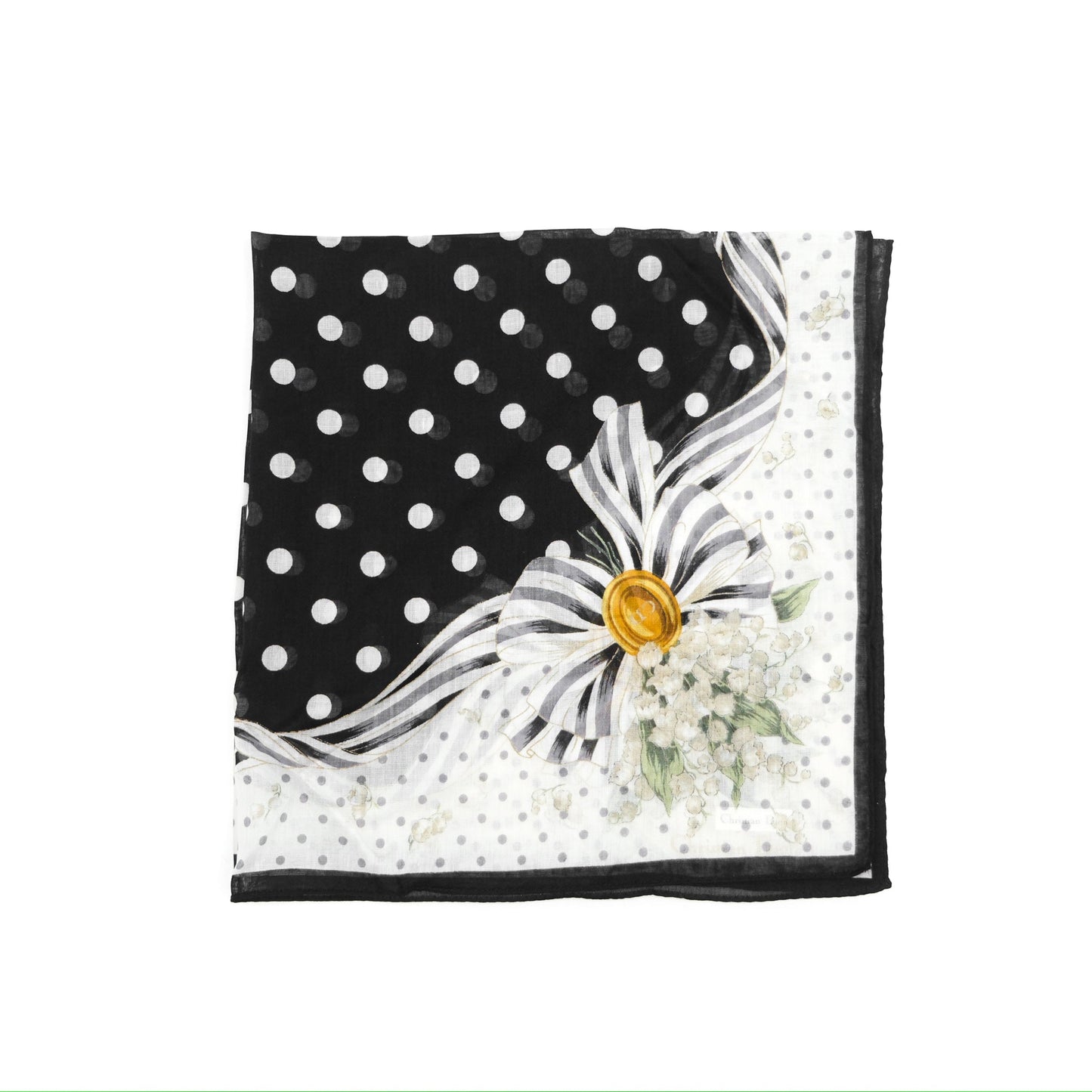 Christian Dior Vintage Scarf Black/ White Cotton