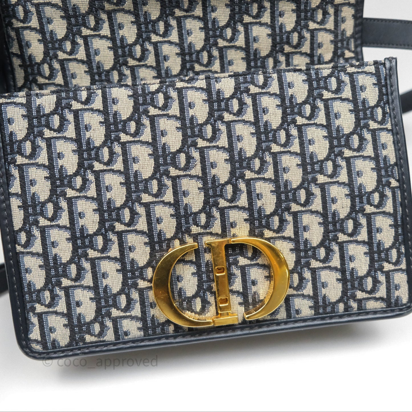 Christian Dior 30 Montaigne Bag Blue Dior Oblique Jacquard Gold Hardware