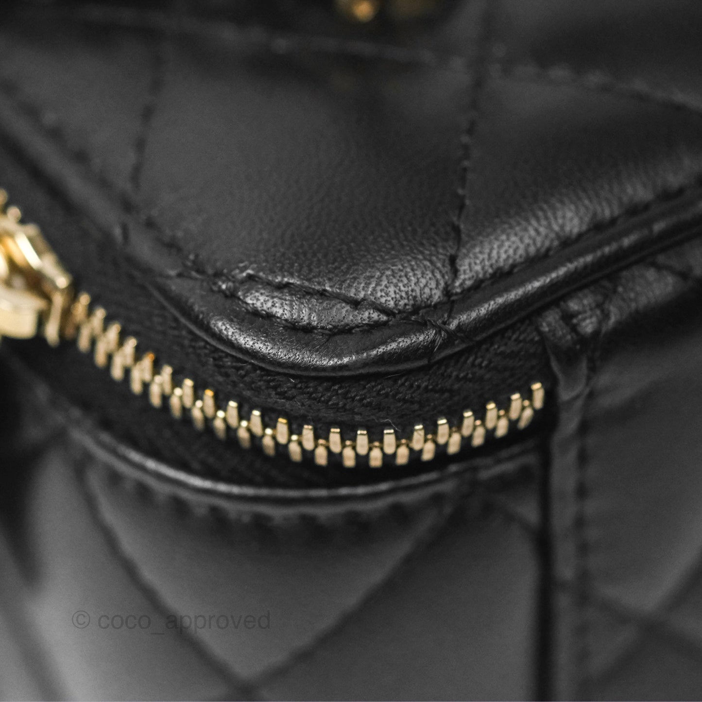 Chanel Vanity Rectangular Top Handle Black Lambskin Gold Hardware