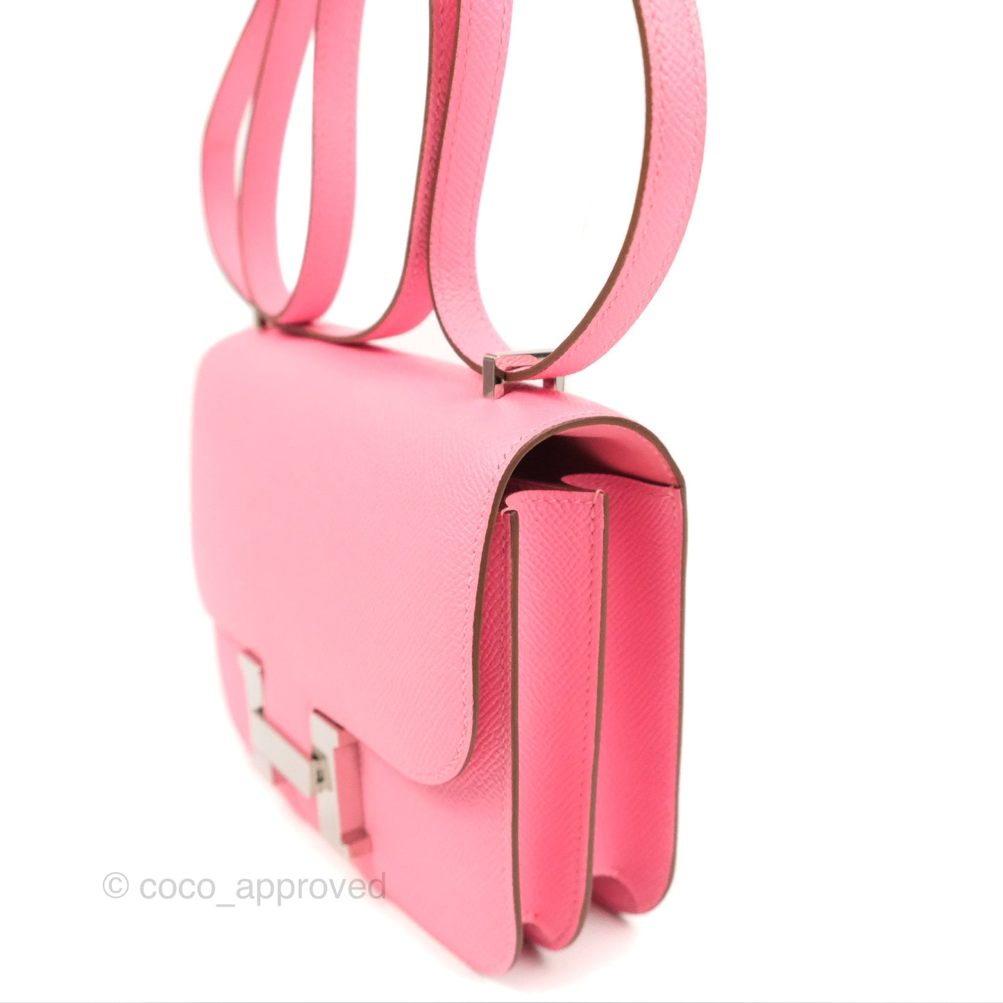 Hermès Constance Mini 18cm Rose d'ete Epsom Palladium Hardware