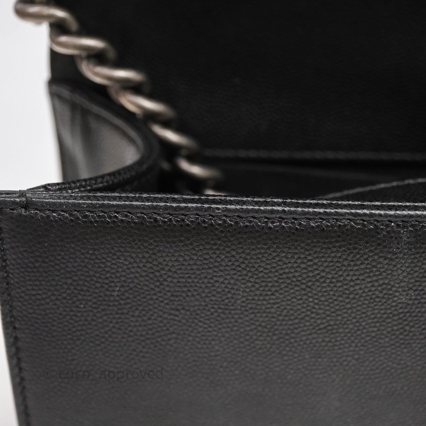 Chanel Medium Boy Chevron Black Caviar Ruthenium Hardware