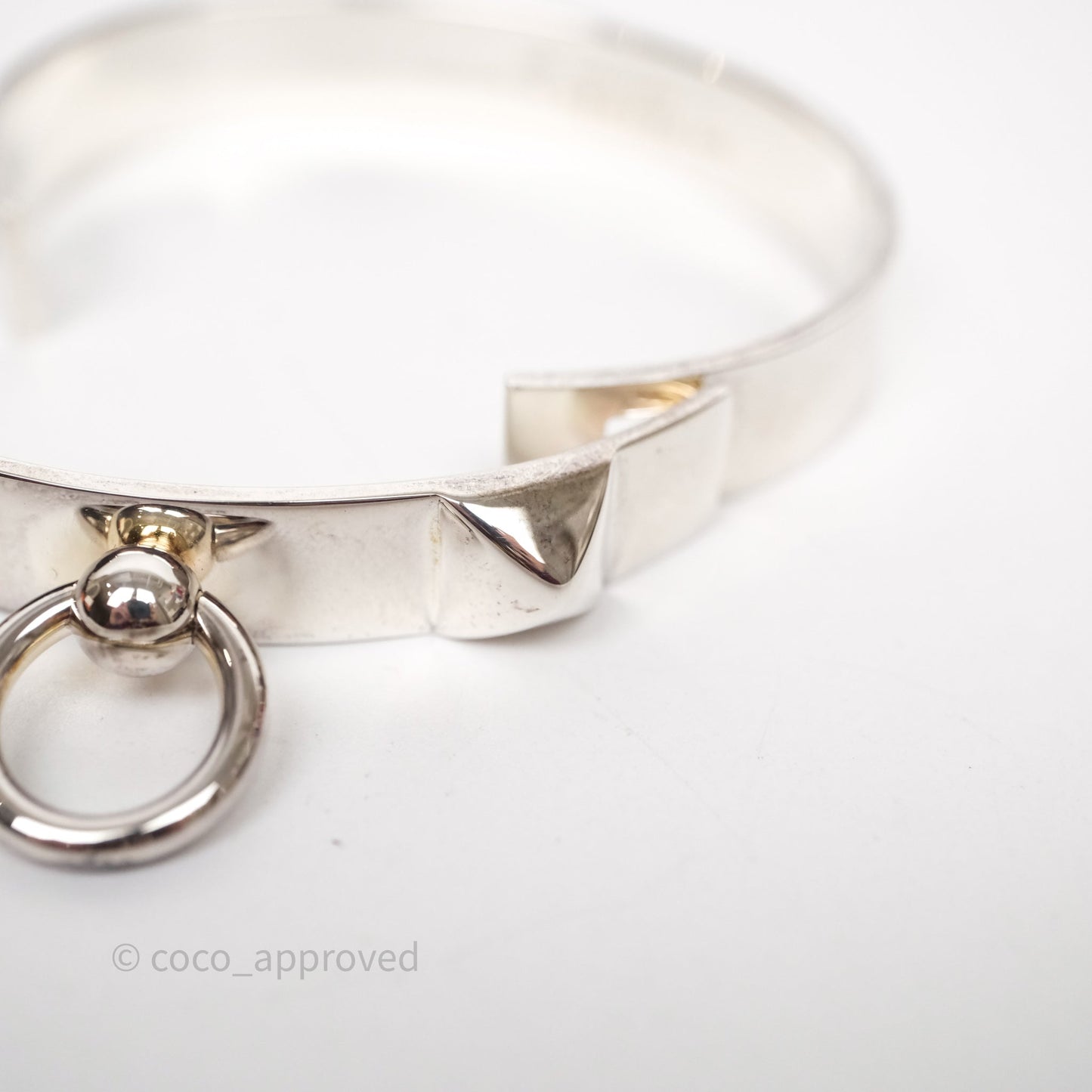Hermes Collier de Chien Bracelet Sterling Silver Size SH