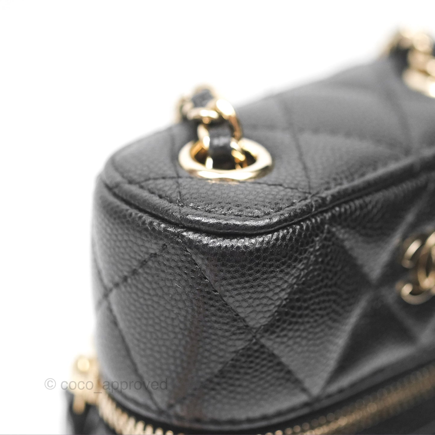 Chanel Vanity Phone Holder With Chain Black Caviar Gold Hardware