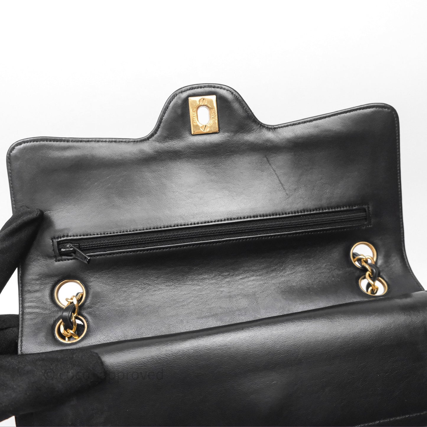 Chanel Classic Vintage Double Flap M/L Black Lambskin Gold Hardware