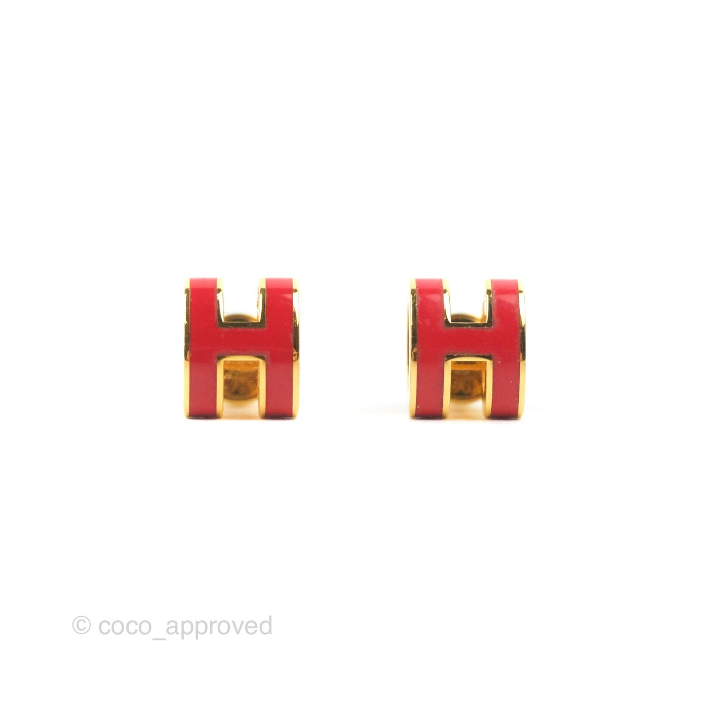 Hermès Mini Pop H Earrings Red Rouge Gold Hardware