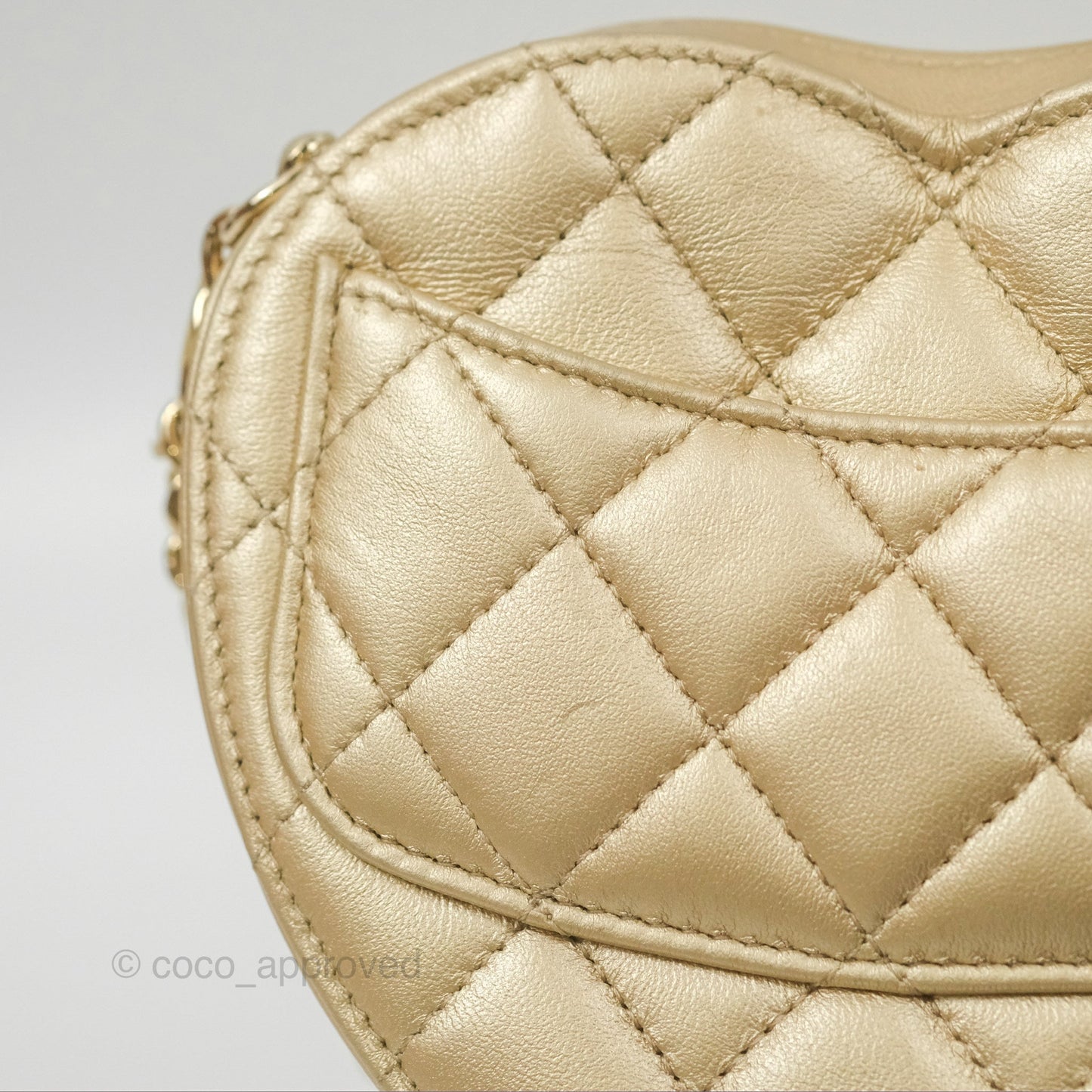 Chanel Small Heart Bag Iridescent Gold Lambskin Gold Hardware 22S