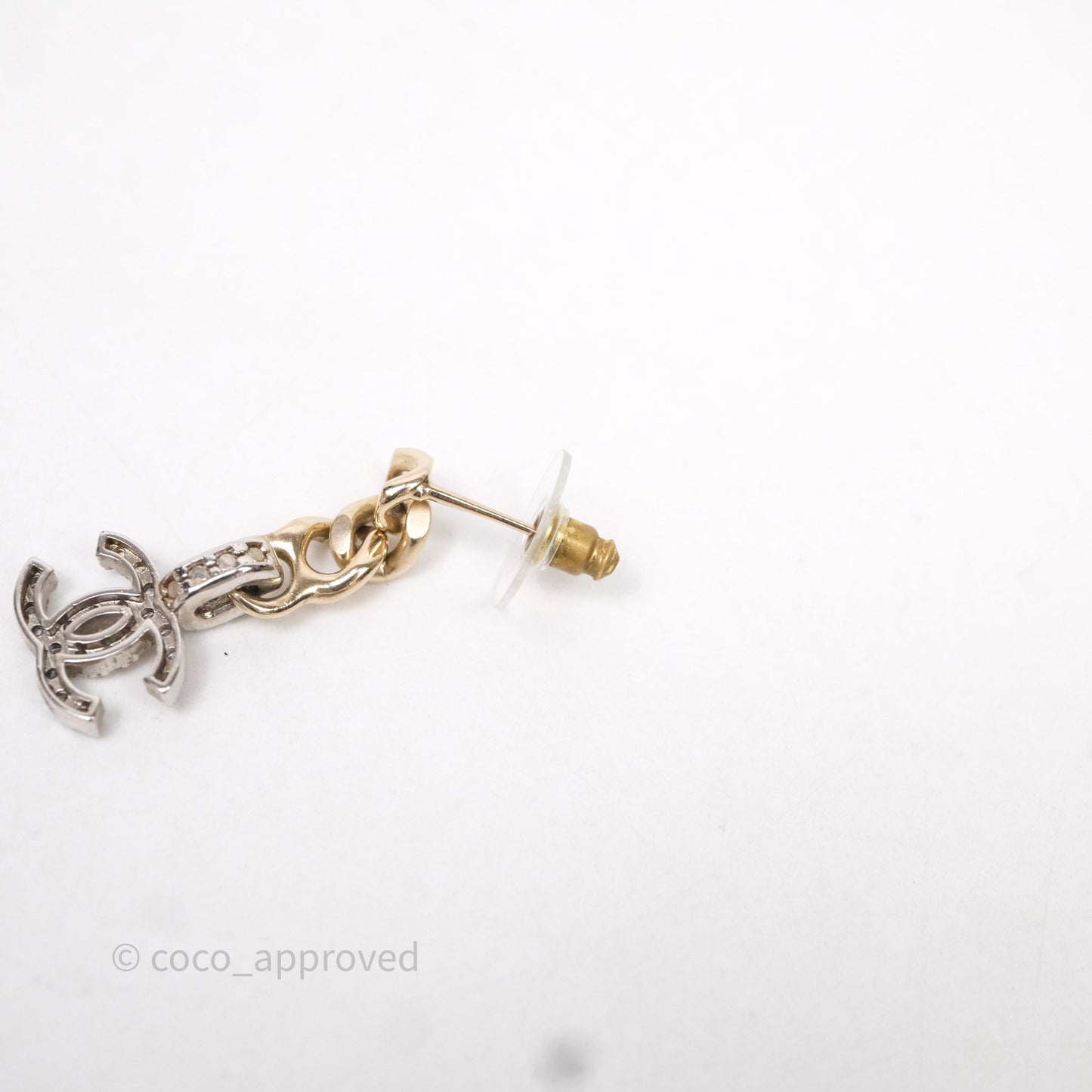 Chanel CC Crystal Drop Earrings Gold Tone 22S