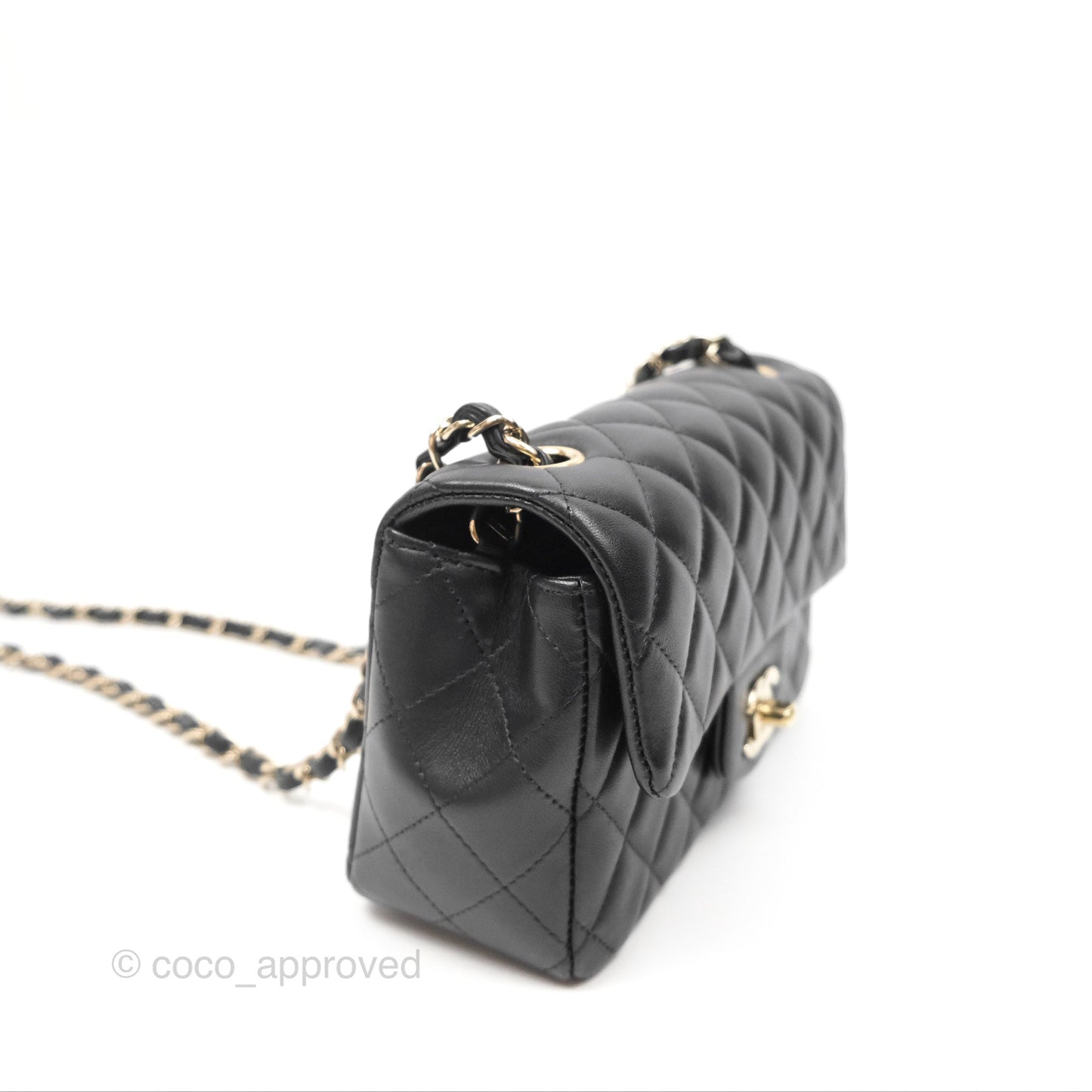 Chanel Quilted Mini Rectangular Black Lambskin Gold Hardware